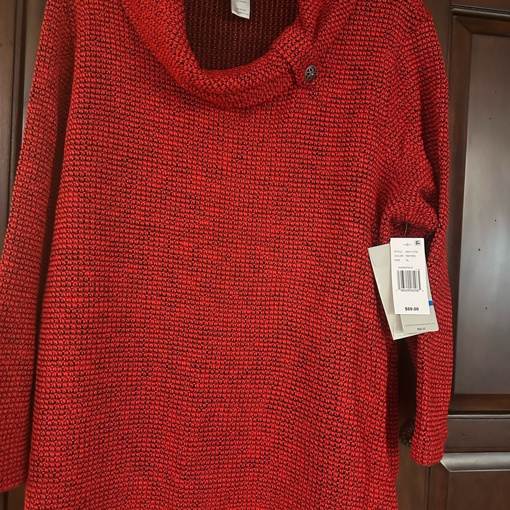 Slimsation By Multiples Red Cowl Neck Top